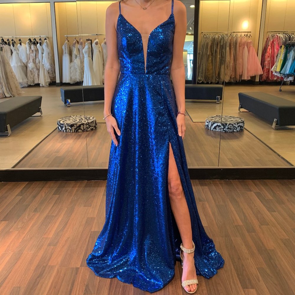 fully sequined with corset spaghetti strap